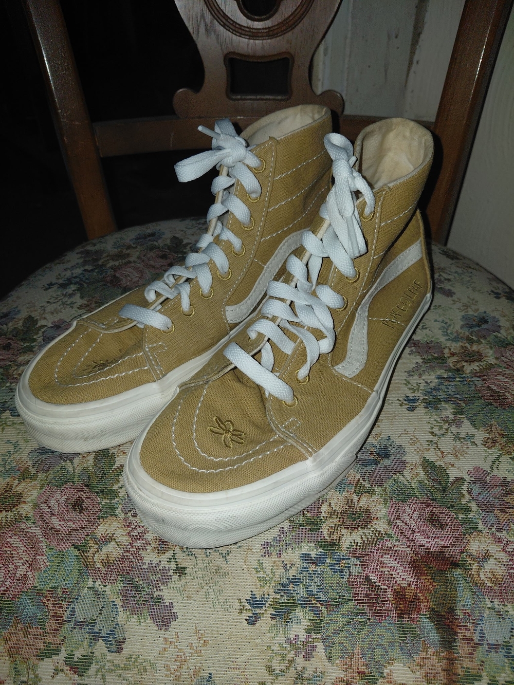 Vans High-Top Canvas Sneakers - Tan & White